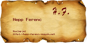 Hepp Ferenc névjegykártya